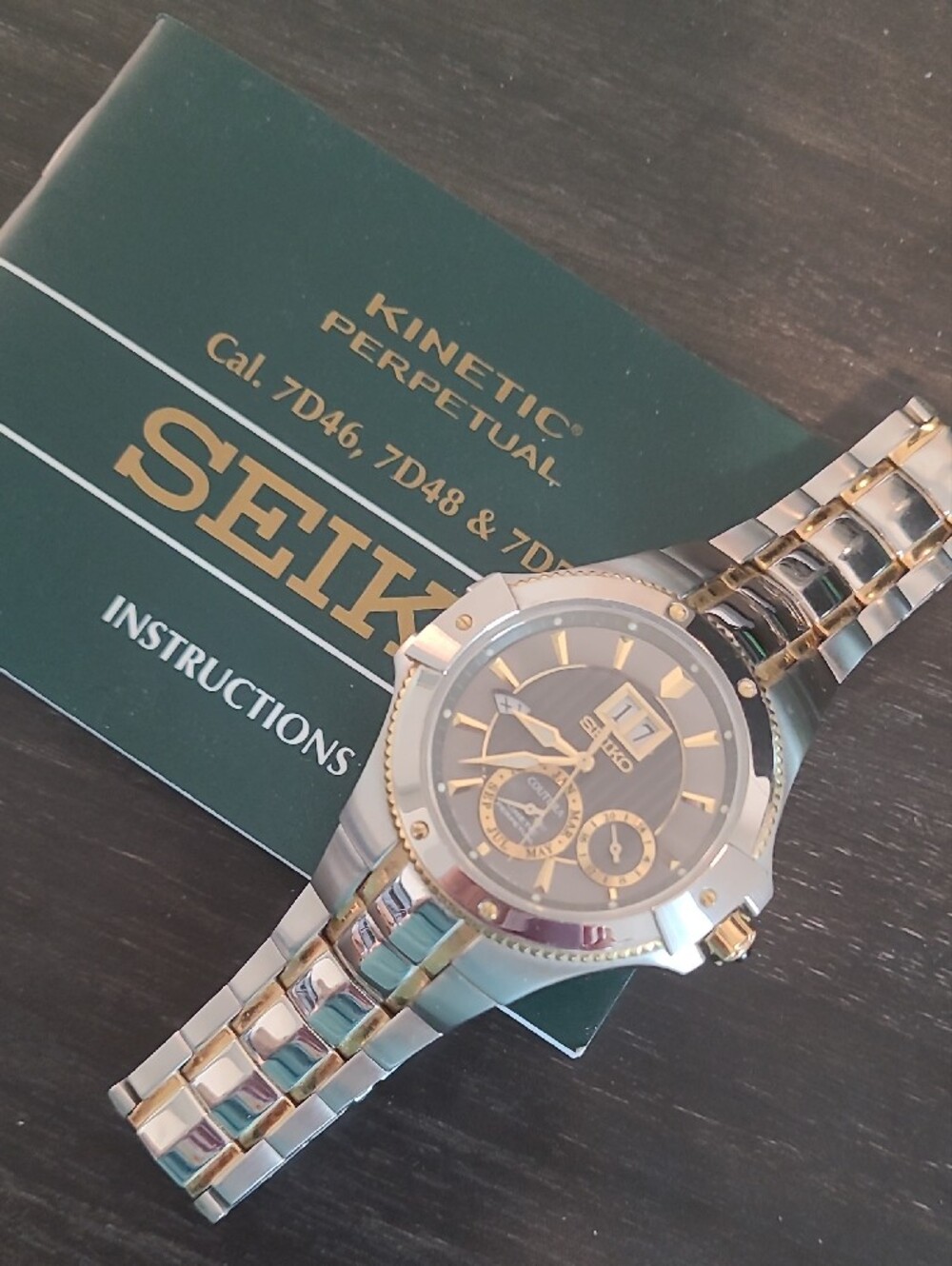 Men's Seiko Two-Tone Silver Kinetic Watch Vintage Self winding Model 7D48-0AB0 - Picture 4 of 7